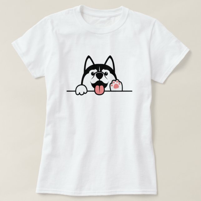 Camiseta Perro husky siberiano, Cute se pudre sobre la pare (Diseño del anverso)