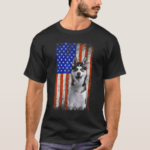 Camiseta Perro Husky Siberiano de la Bandera Americana Dive