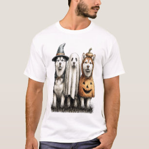 Camiseta Perro Husky Siberiano Fantasma de Halloween