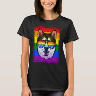 Camiseta Perro Husky Siberiano Gay Bandera arcoíris Orgullo