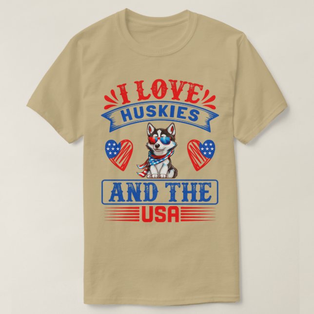 Camiseta Perro Husky Siberiano Patriótico 2 (Diseño del anverso)