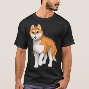 Camiseta Perro Husky Siberiano Rojo y Blanco con ojos azule