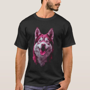 Camiseta Perro Husky Siberiano Rosa