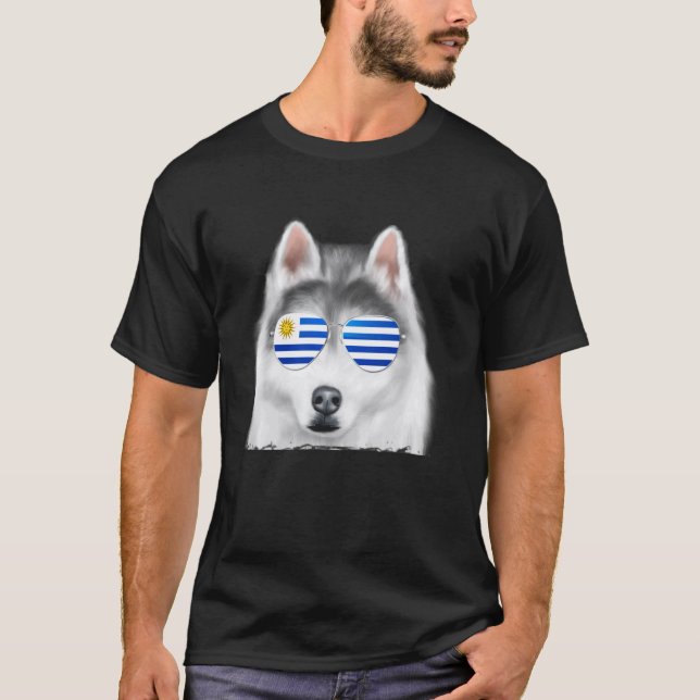 Camiseta Perro Husky Siberiano Uruguay Gafas de sol (Anverso)
