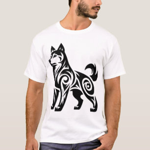 Camiseta Perro Husky Tribal Místico Poderoso