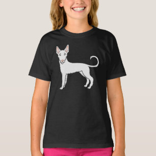 Camiseta Perro Ibicenco de Pelo Rizado Blanco Dibujo Animad