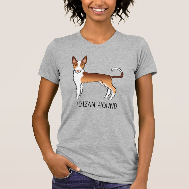 Camiseta Perro Ibizan Hound de Pelo Cabeludo Rojo y Blanco  (Anverso)