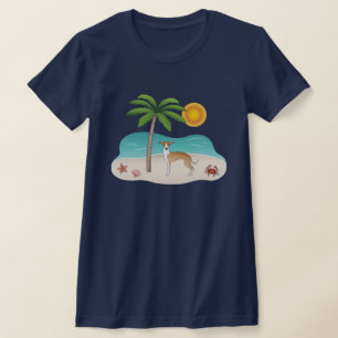 Camiseta Perro Iggy Marrón Claro Y Blanco En Una Playa Trop