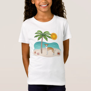 Camiseta Perro Iggy Marrón Claro Y Blanco En Una Playa Trop