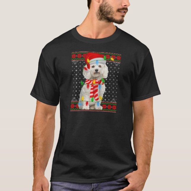Camiseta Perro iluminado Navidad Sueño dulce Santa Bichon F (Anverso)