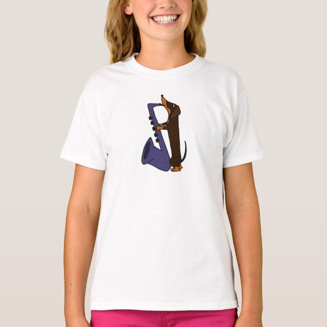 Camiseta Perro impresionante del Dachshund que toca el (Anverso)