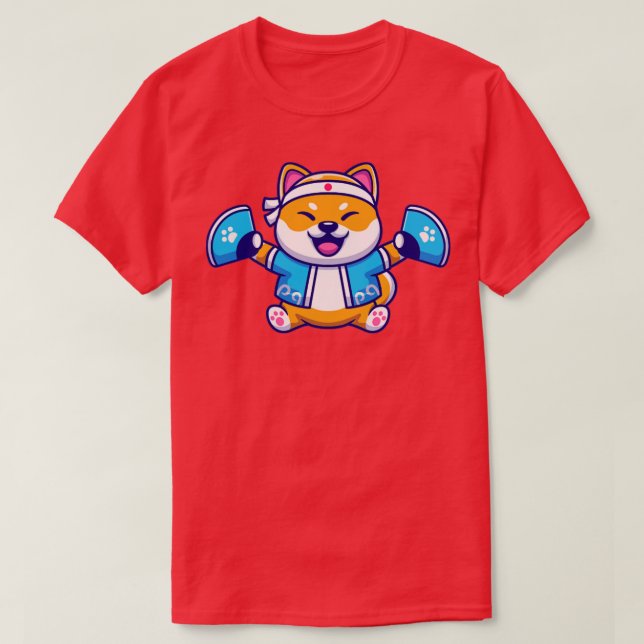 Camiseta Perro Inu De Shiba Cute Con Vestimenta Japonesa Y  (Diseño del anverso)