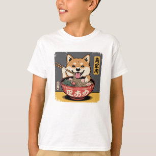 Camiseta Perro Inu Shiba comiendo Ramen