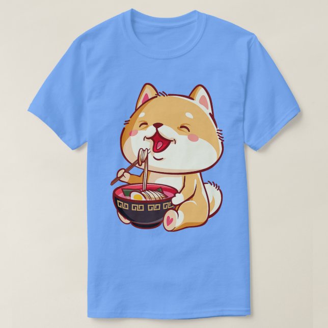 Camiseta Perro Inu Shiba comiendo Ramen 2815 (Diseño del anverso)