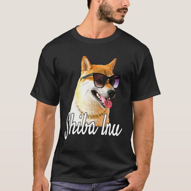 Camiseta Perro Inu Shiba con gafas de sol y cadena - Feliz  (Anverso)
