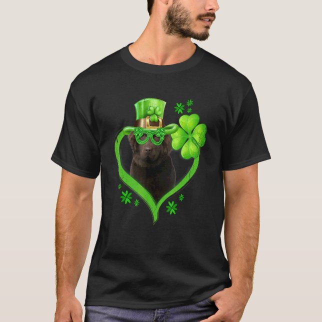 Camiseta Perro irlandés Newfoundland Love Shamrock St Patri (Anverso)