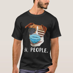 Camiseta Perro Jack Russell con mascarilla bandera de EE. U