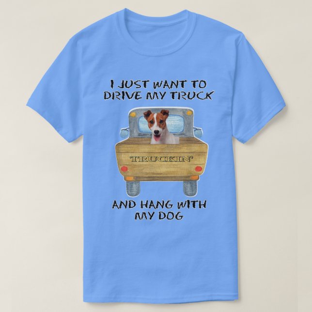 Camiseta Perro Jack Russell conduciendo camión (Diseño del anverso)