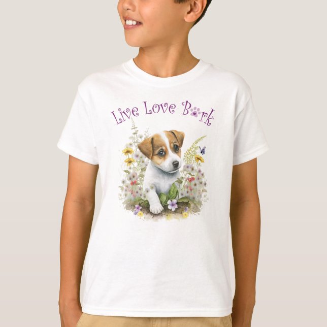Camiseta Perro Jack Russell Lindo Floral (Anverso)