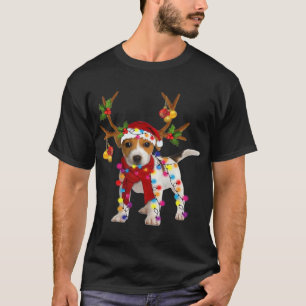 Camiseta Perro Jack Russell Precioso Luces de Navidad Reno
