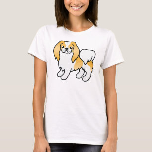 Camiseta Perro Japonés Chin Blanco y Limón Dibujo Animado L