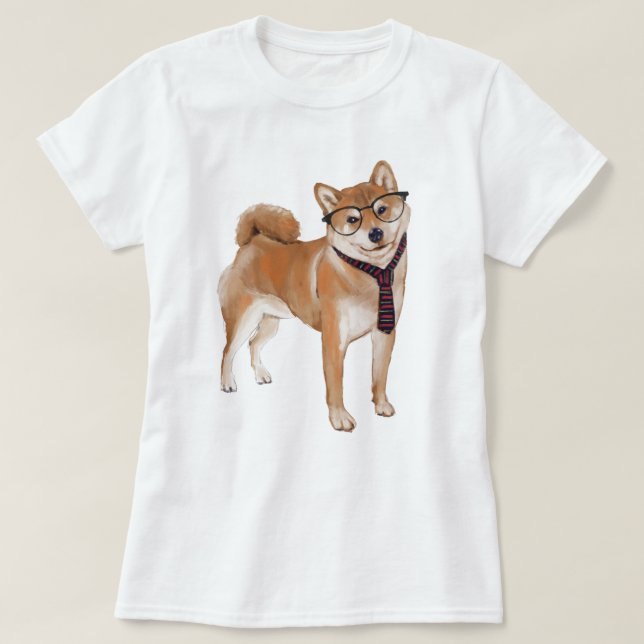 Camiseta Perro japonés Shiba Inu pintado a mano (Diseño del anverso)