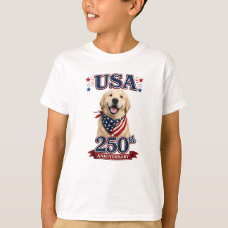 Camiseta Perro joven dorado del 250 aniversario de EE. UU.