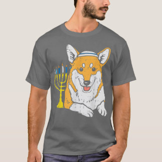 Camiseta Perro judío Corgi Menorah Hanukkah Pajamas Chanuka