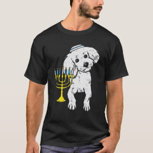Camiseta Perro judío de perro de poodle Menorah Hanukkah P