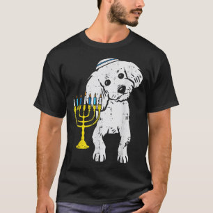 Camiseta Perro judío de perro de poodle Menorah Hanukkah Pa