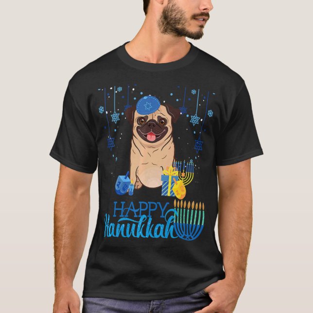 Camiseta Perro judío Menorah Gorra Chanukah Hanukkah Jewis (Anverso)