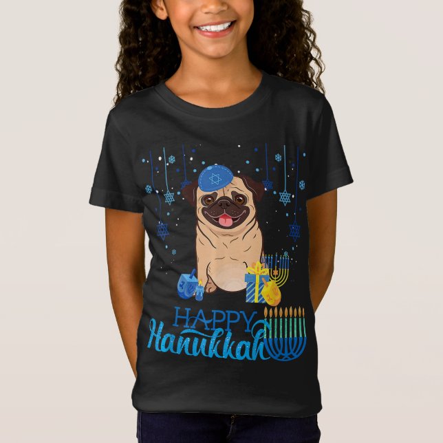 Camiseta Perro judío Menorah Gorra Chanukah Hanukkah Jewis (Anverso)