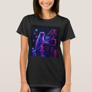 Camiseta Perro Jugando Piano Música Lover Funny