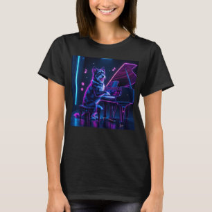 Camiseta Perro Jugando Piano Música Lover Funny