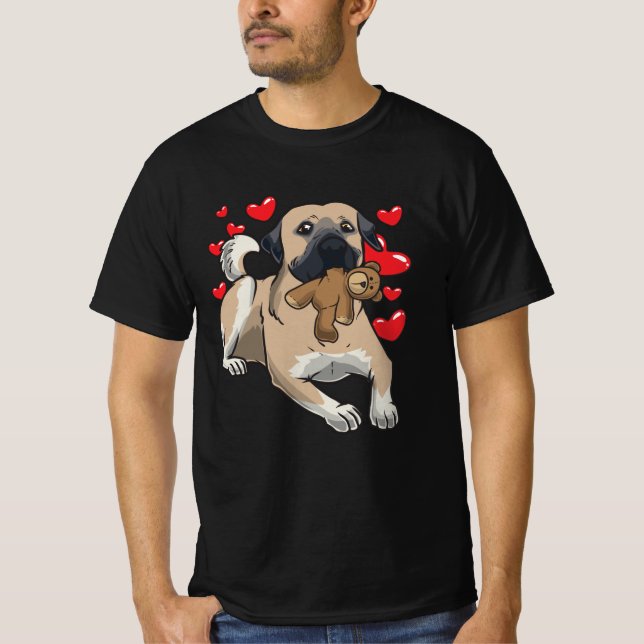 Camiseta Perro kangal con animal relleno y muchos corazones (Anverso)
