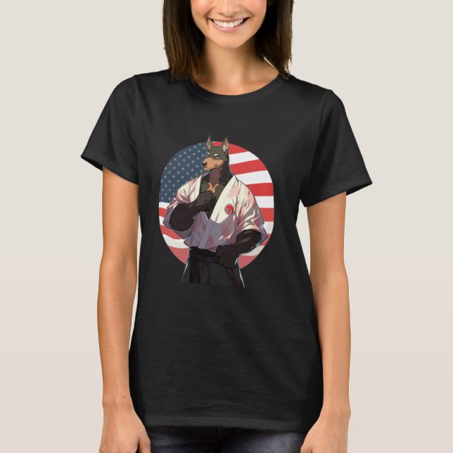 Camiseta Perro karate estadounidense conoce a Karate Kenpo  (Anverso)