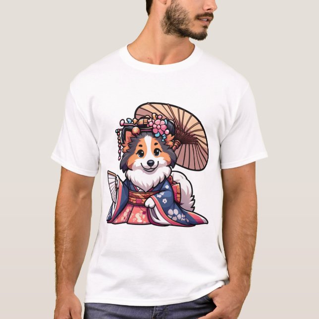 Camiseta Perro Kimono Shetland Sheepdog   (Anverso)