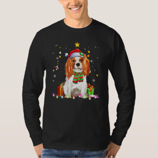 Camiseta Perro King Cavalier Santa Luces Árbol Navidad Xmas