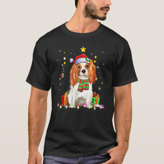 Camiseta Perro King Cavalier Santa Luces Árbol Navidad Xmas