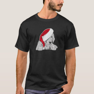 Camiseta Perro Labrador Blanco Sombrero de Santa Navidad