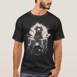 Camiseta Perro labrador divertido tocando la batería