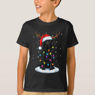 Camiseta Perro Labrador Negro Navidad Perro Reno Luces P