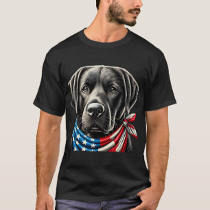 Camiseta perro labrador negro usa bandera americana labrado
