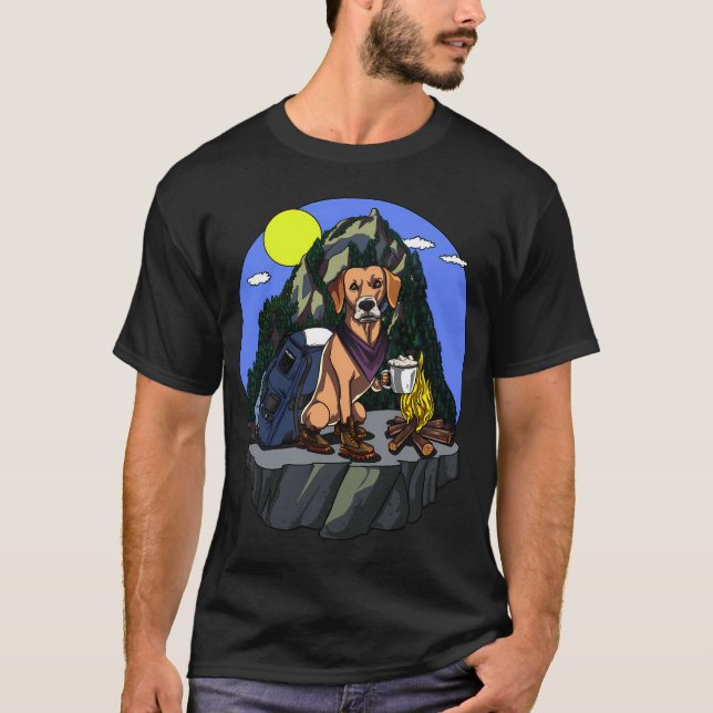 Camiseta Perro Labrador Retriever Acampando (Anverso)