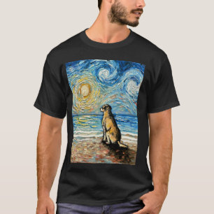 Camiseta Perro Labrador Retriever Amarillo Playa Atardecer