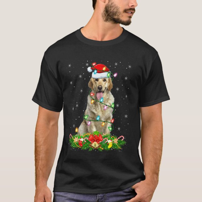 Camiseta Perro Labrador Retriever Luces de Navidad Funny Sa (Anverso)