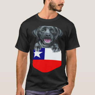 Camiseta Perro Labrador Retriever Negro Bandera De Chile En