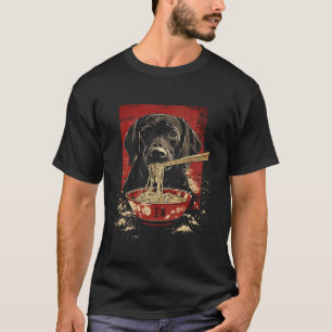 Camiseta Perro Labrador Retriever Negro Comiendo Fideos Ram