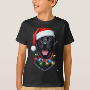 Camiseta Perro Labrador Retriever Negro Navideño Sombrero d