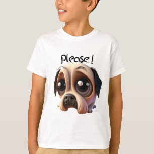 Camiseta Perro lamentable lindo mendigando perro de caricat